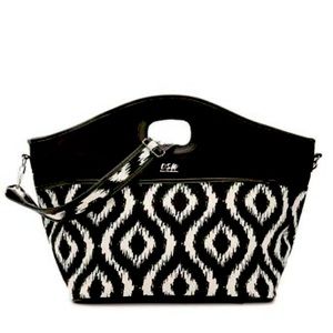 NEW IN BAG Black and White Ikat Print tote overnighter